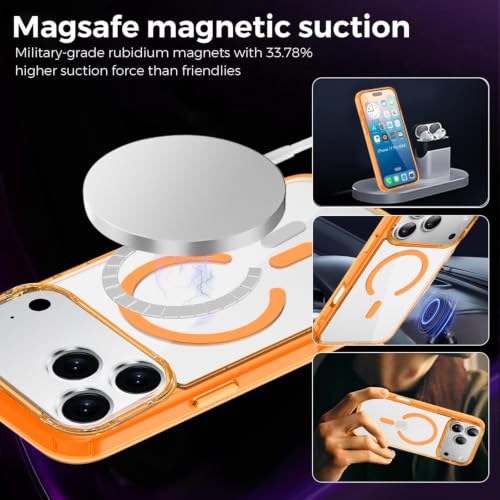 Image of Elzzi Translucent Clear Back Cover Compatible with iPhone 17 Pro, PC Shockproof Scratch Resistant, Non-Yellowing, Support Mag-Safe Wireless Magnetic Charging Case - Cosmic