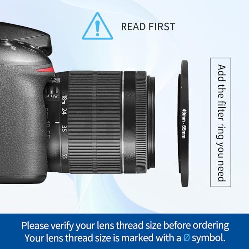 Anillo adaptador step-up 49-55 mm, anillo de filtro de aumento de 49 mm a 55 mm para montura de lente de 49 mm y 55 mm para objetivos DSLR y filtros ND, UV, CPL e IR miniatura 4