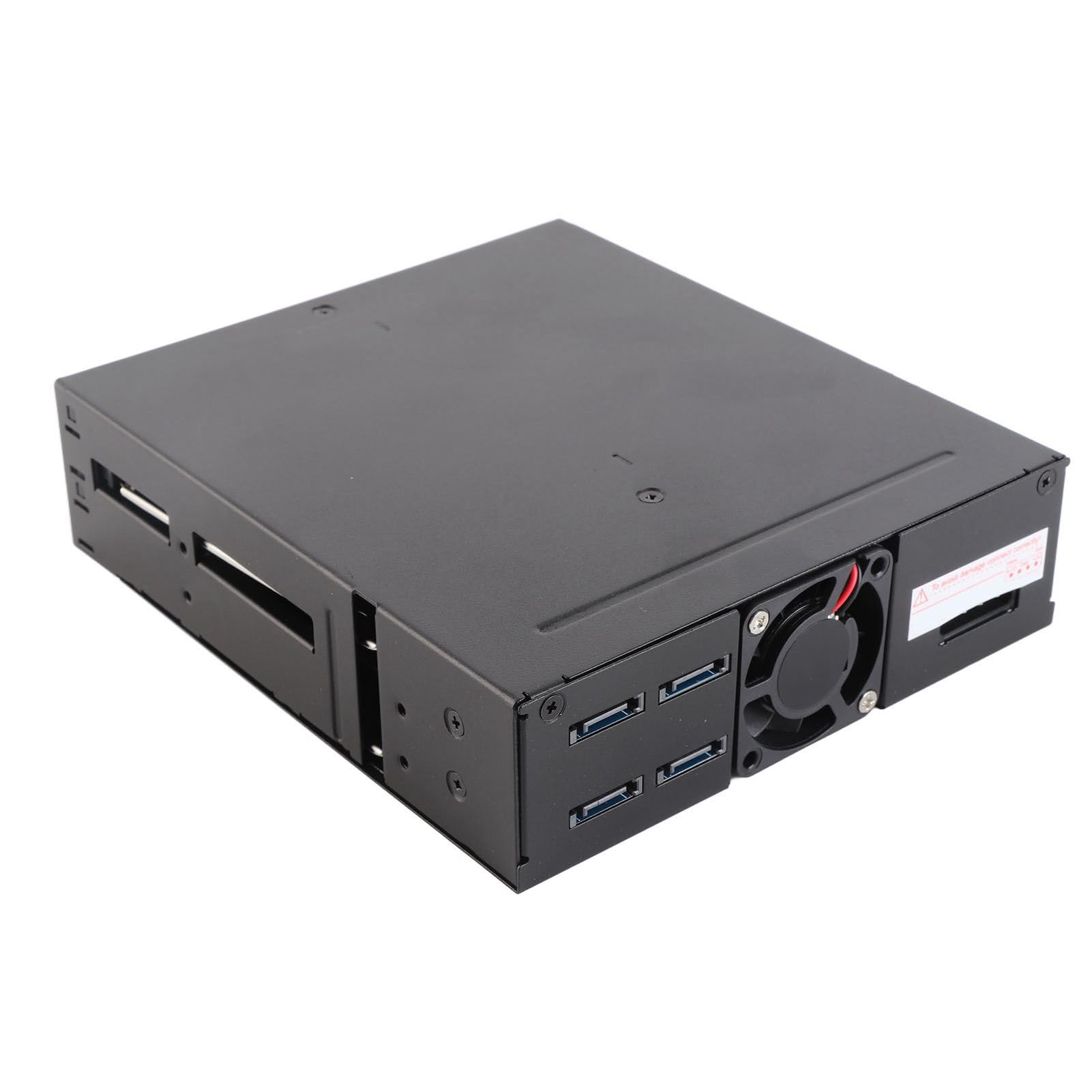 Châssis de Cage de Disque Dur à 4 Baies avec Ventilateur Silencieux, Voyant Lumineux pour Disques2,5 Pouces – Prise en Charge des Disques Durs de 9,5 Mm et 12,5Mm D'épaisseur(Disque Non Dur)