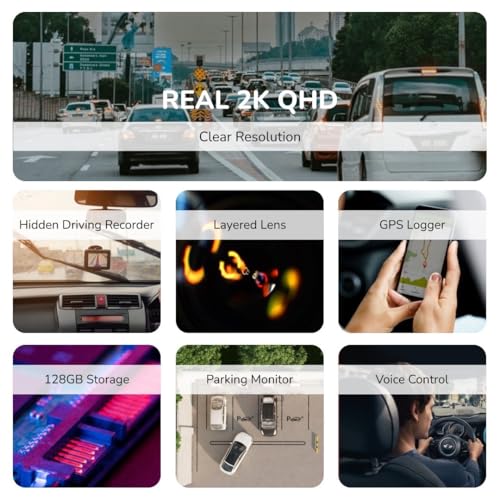 Image of Fleettrack 2K QHD DashCam for Car | 1440p HDR Recording | F1.8 Night Vision | 5.8GHz WiFi App Control | Voice Control | Parking Mode | Loop Recording | GPS Logger Support | Upto 128GB