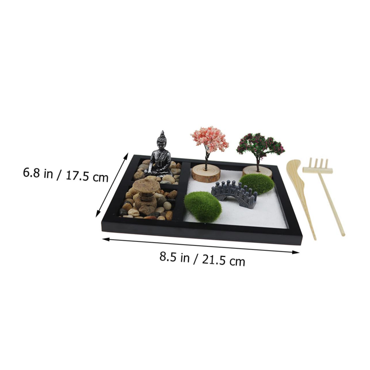 BESPORTBLE 1Set Mini Zen Garden Kit Japanese Style Desktop Sandbox Decoration for Home Office Create Your Own with Elegant Accessories for Relaxation and Meditation