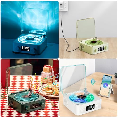 Tourne-disque vinyle avec lampe à vagues – Vert foncé – Lecteur vinyle vagues – Tourne-disque Bluetooth – Portable – Sans fil – Rétro – Pour chambre à coucher, bureau, fête - Les Beatles, Paul McCartney, John Lennon, RIngo Starr, George Harrison Tourne-disque vinyle avec lampe à vagues - Vert foncé - Lecteur vinyle vagues - Tourne-disque Bluetooth - Portable - Sans fil - Rétro - Pour chambre à coucher, bureau, fête – Image 8