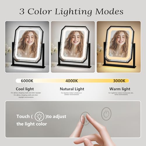 Espejo de maquillaje con luces de mesa ideal para cosmética y tocador 4