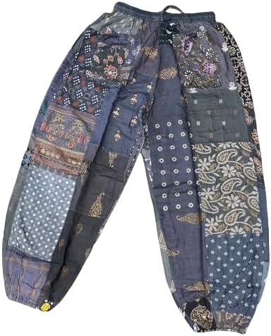 Patchwork Harem Pants, Bohemian Yoga Boho Hippie Pants, Patch Work Elastic High Waist Trouser for Unisex - Image 4
