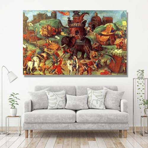 Tableau sur toile Éléphant de guerre de Bosch sans cadre 80x128cm