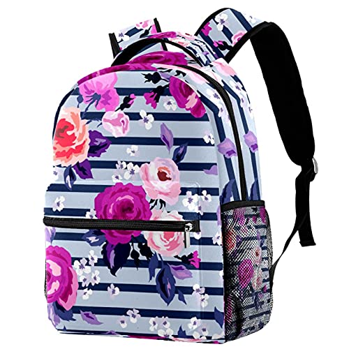 Sac à dos violet à motif floral tendance pour voyage et étudiants