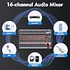 16 Channel DJ Audio Mixer with Bluetooth USB, Studio Audio Sound Mixer Console, Professional Power Mixer Ultra Low Noise, Digital Effect Processor