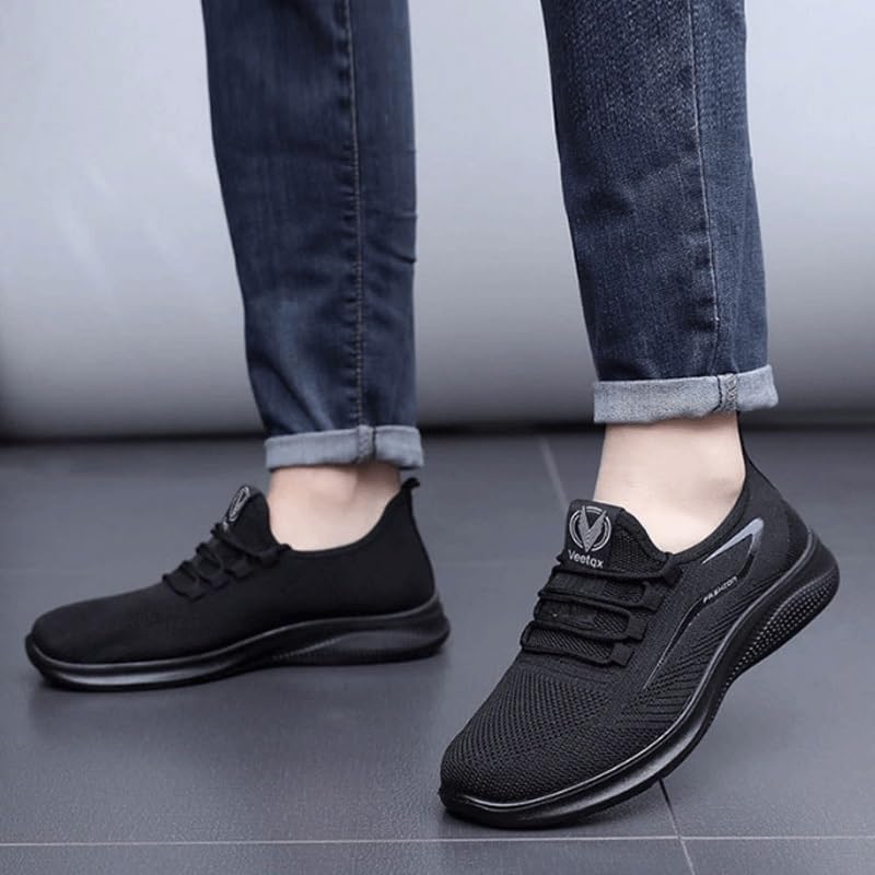 Men's Casual Dress Sneakers Lace-Up Shoes Knit Lightweight Mesh Walking Shoes for Men Work Lightweight Soft Sole4