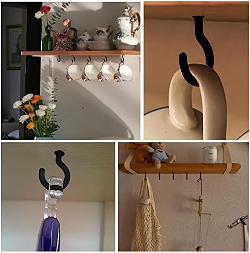 ITME 10 Pcs Cup Hooks Plastic Coated Metal Mug Cup Hooks Screw in Ceiling Hooks Screw-in Eye Hooks for Hanging Jewelry / Keys / Cabinet Shelf / Cup Holders ---Black