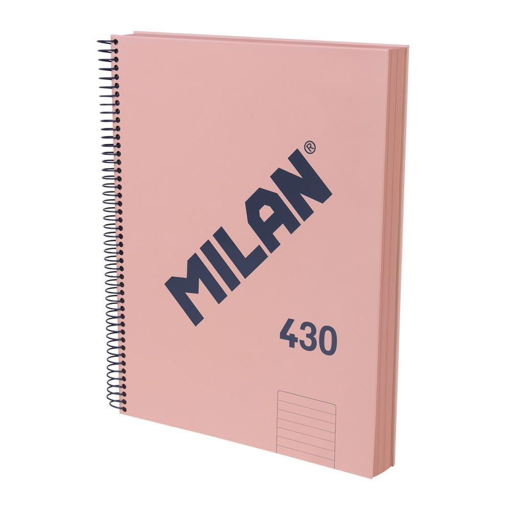 MILAN® Cuaderno A4 con tapa dura, papel a líneas (7 mm), 120 hojas de 95 gr/m², colección goma 430, rosa