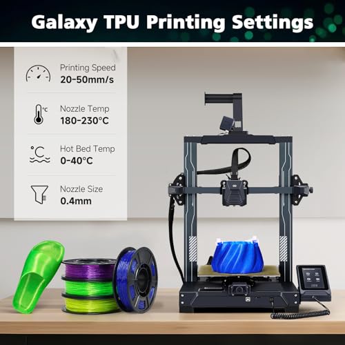 Image of YOUSU Transparent Galaxy TPU Filament 1.75mm Bundle, 95A (42D) Flexible Soft 3D Printer Filament, Transparent Clear TPU Galaxy with Starry Sparkle Effect,250g Spool,4 Rolls,Blue+Purple+Yellow+Green