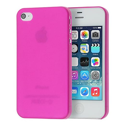 doupi UltraSlim Coque Compatible avec iPhone 4 4S, Fin Mat Ultra Mince et Ultra léger Bumper Cover Housse de Protection, Rose