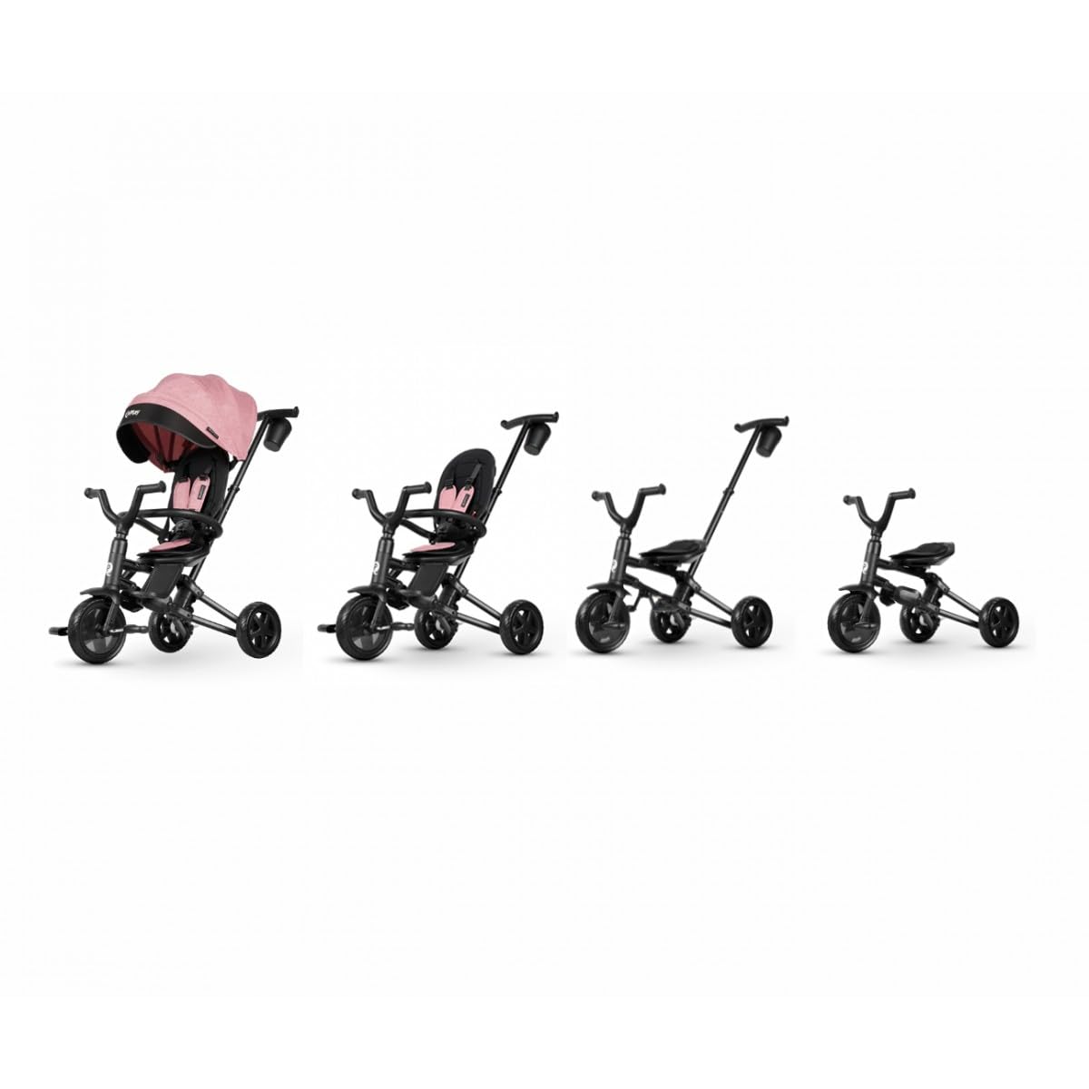 Q Play 6 In1 Kids Foldable Tricycle Toddler Stroller Trike Bike Ride On Toy Nova (Pink)