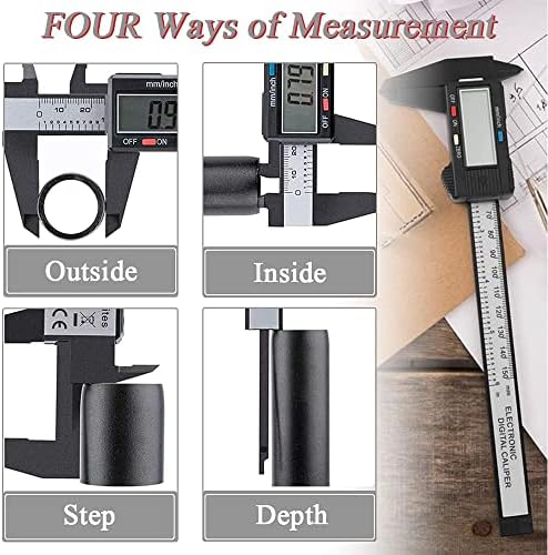 Bestgle Digital Caliper, Accuracy LCD Screen Electronic Digital Vernier Caliper Gauge Carbon Fiber Mircometer Ruler Measuring Tool for Length Width Depth Measurement, 150mm/6inch