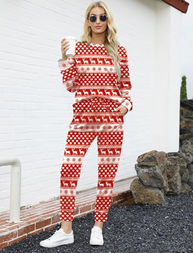 Image of Bofell Lounge Sets for Women 2 Piece Fall Outfits 2023 Fashion Trending Now Sweatsuits Tracksuits with Pockets Loose Fit