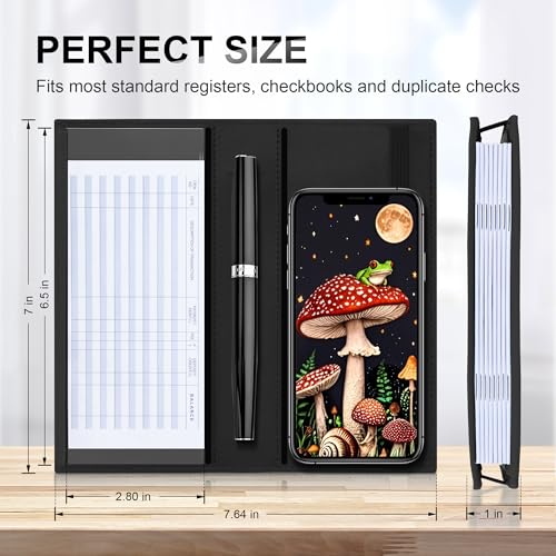 Image of CASMONAL Checkbook Covers for Personal Checkbook Holder RFID Premium Vegan Leather Checkbook Cover for Duplicate Checks