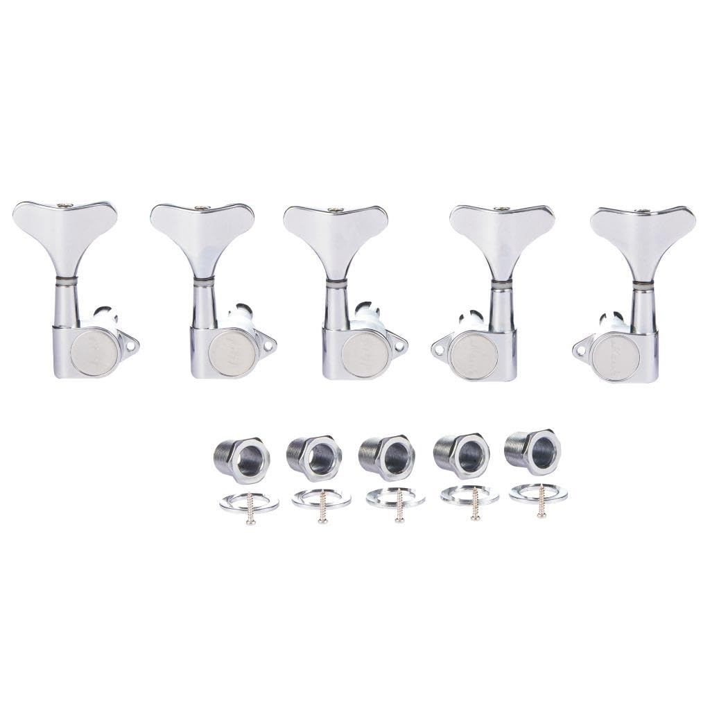 5 String 18:1 Sealed Bass Tuners Bass Guitar Tuning Keys Pegs Bass Tuning Machines Compatible with Ibanez/Yamaha Style Acoustic/Electric Bass Chrome 3R/2L