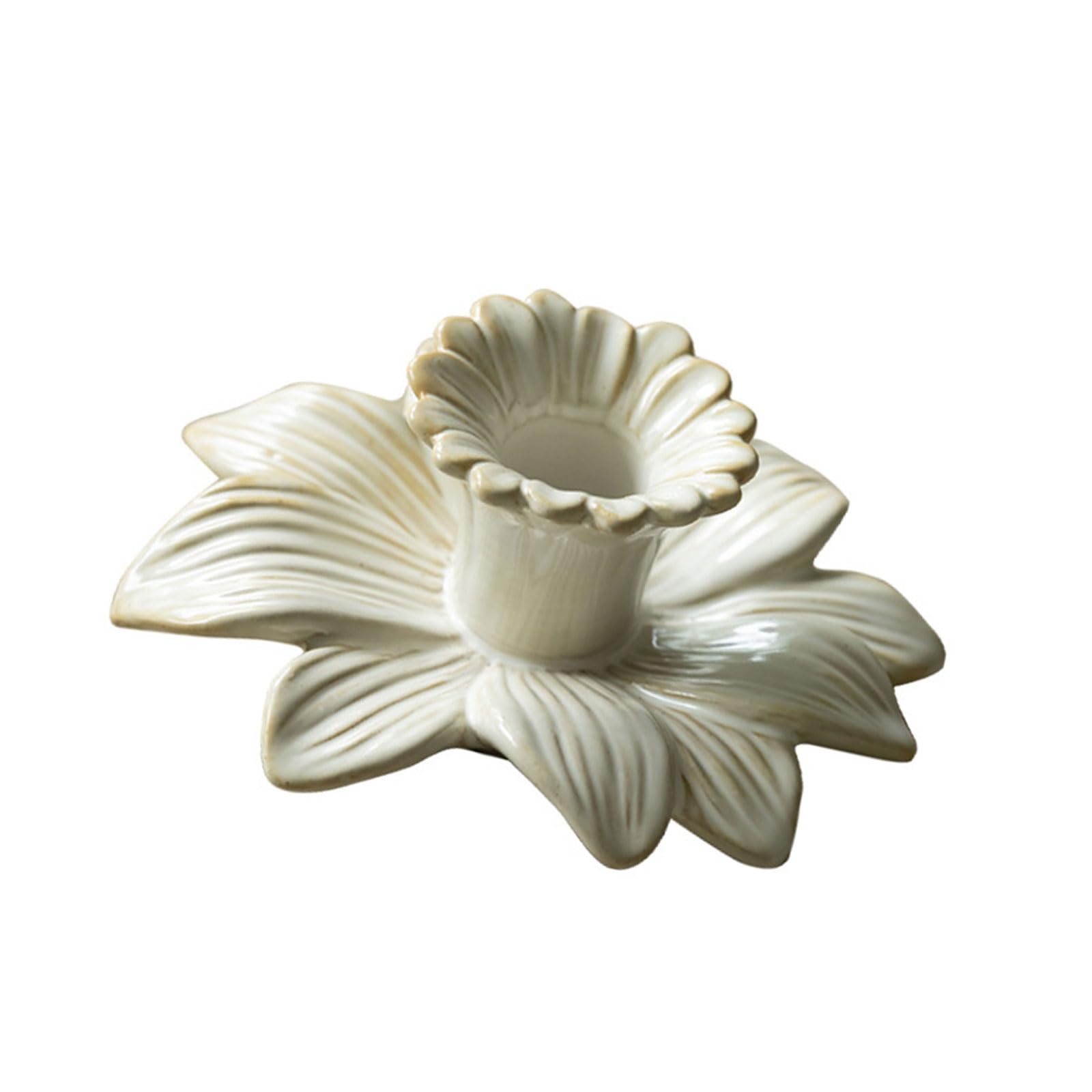 PANGBOER Handcrafteds Florals Ceramics Candlestick Stand with Kilns Transformation Glazes for Romantics Ambiances Ceramic Tray