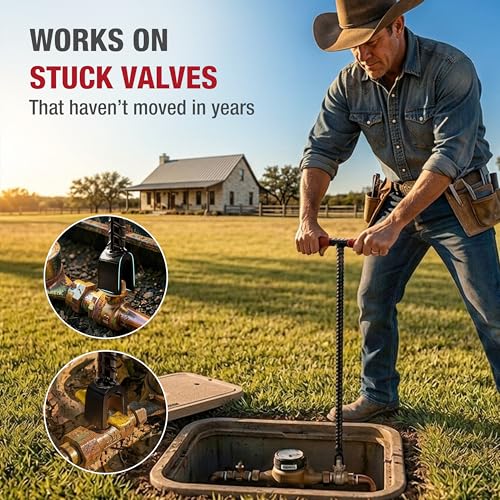 Image of HOMESTEAD 28 inch Water Meter Key - Steel T Handle, Water Key Shut Off Tool with U-shaped Head
