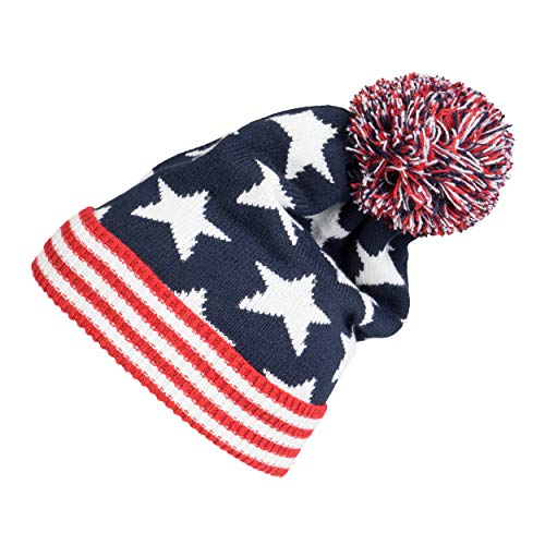 Winter 2ply Stars Striped Thick Knit USA Flag Beanie Skull Ski Hat Cap