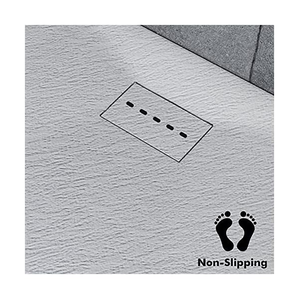 SONNI Duschwanne Schieferoptik und Rutschfeste Struktur 90x90 cm Superflache Duschwanne Alle Größen verfügbar Inklusive Siphon – Bild 6