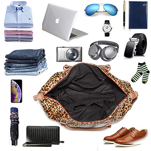 Leopard Weekender Bag Travel Duffle Bag For Women Large Cheetah Tote Shoulder Bag With Shoulder Strap…