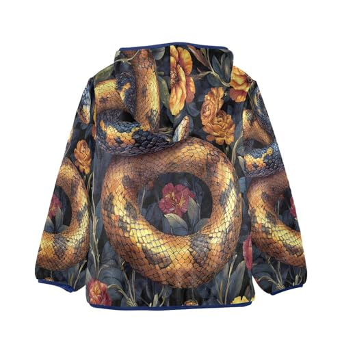 Vintage Snake Flower Toddler Fleece Jacket Girl Boys Hooded Fleece Jacket Coat Warm Outwear Zip-up 3-10T2