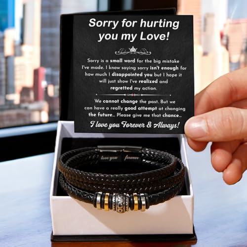 Im Sorry Bracelet Gift For Men, Forgive Me Bracelet, I'm Sorry For Hurting You Bracelets For Him, Apology Gifts For Husband, I Am Truly Sorry Bracelets With Heart Touching Message Card & Gift Box3