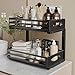 mixeshop Under Sink Organizer, 2 Tier Under Sink Organizers and Storage, Adjustable Height, Slide out Metal Cabinet Organizers, Pull out Cabinet Storage Drawer Shelf for Kitchen Bathroom Black 1Pack