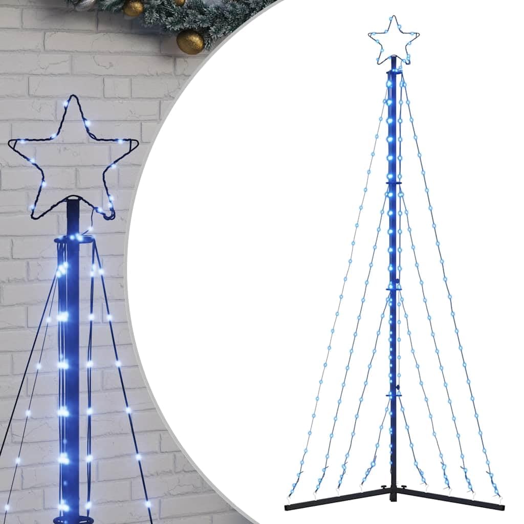 Vidaxl Blue Led Christmas Tree 339 Leds 187 Cm, Christmas Waterfall Tree Light, Star String Light, Xmas Decoration, Holiday Ornament