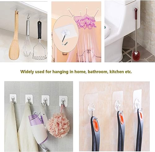 Image of UCRAVO Wall Hooks for Hanging Strong Sticker Sticky Heavy Duty Home Kitchen Bathroom Key Frame Holders (Pack of 20)