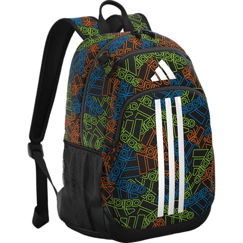 adidas Mochila para meninos Originator (23L) bolsa esportiva média durável para laptop para laptop, Outline BOS Toss-preto/branco, tamanho único, Outline Bos Toss - Preto/Preto/Branco, One Size,