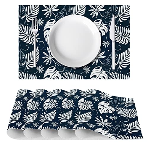 Sets de table anti-tache feuille tropicale protège-table x6