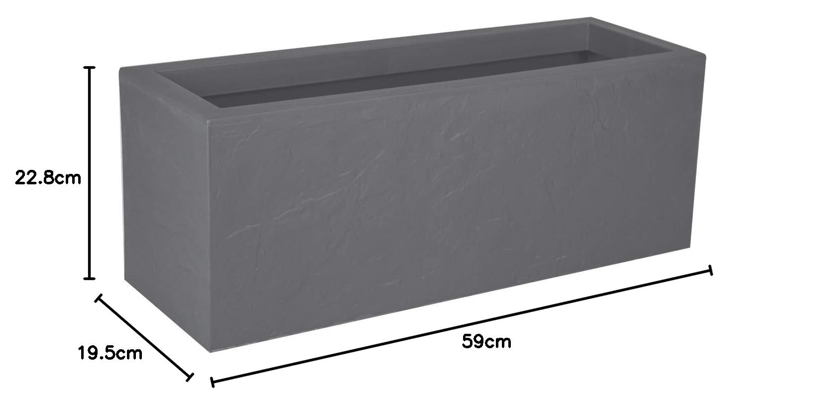 Balconnière Volcania'Up 25 L Décor Imitation Pierre Simple Paroi Gris Galet 59 x 19,5 x 22,8 cm