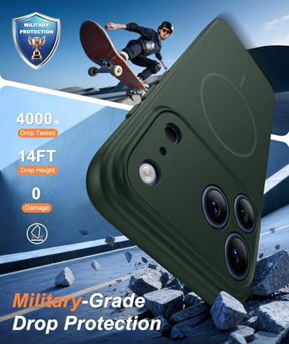 Image of FNTCASE for iPhone 17 Pro Case: [Compatible with Magsafe] Solid Matte 17 Pro Cases Green with [Screen Protector] [Full Camera Protection] Military Grade Shockproof Protective Phone Cover, 6.3 inch