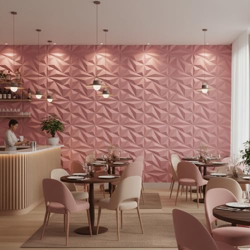 Image of Kayra Decor 3D PVC Wall Panel - Alps Design Blush Pink Color 19.7 inch x 19.7 inch (Pack of 40) - Covers 107.80 Sq. Ft.