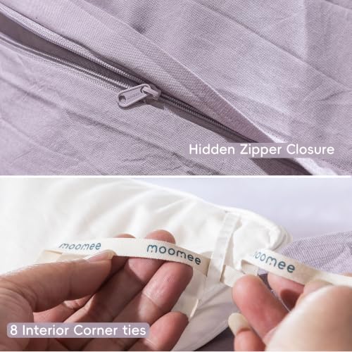 Image of MooMee Duvet Cover Set 100% Washed Cotton Linen Like Full