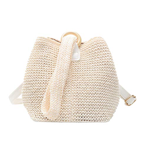Matefielduk Bolsa de Bandolera de Paja,Moda Bolso de Paja Mujer Alta Capacidad,bolsa de Playa Mujer Playa de Verano