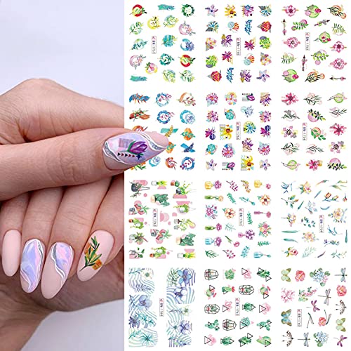 Beiling BEILING-0000086 Flower Leaves Nail Art Decals 12 Sheets Purple Nail Art Stickers cover