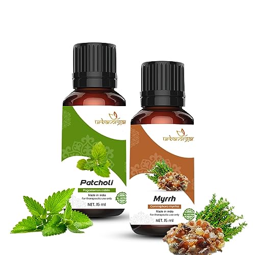 Image of Pure Combo Of 2 Essential oil For Hair & Skin Natural Therapeutic Grade & Undiluted Oil 15ML (Patchouli-Myrrh)