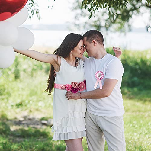 Handmade Floral Pearl Maternity Sash for Mom to Be - Luxury 3D Crystal Pregnancy Sash, Baby Shower Photo Props, Gender Reveal & New Mom Belly Band Keepsake Gift(Lavender Pink)4