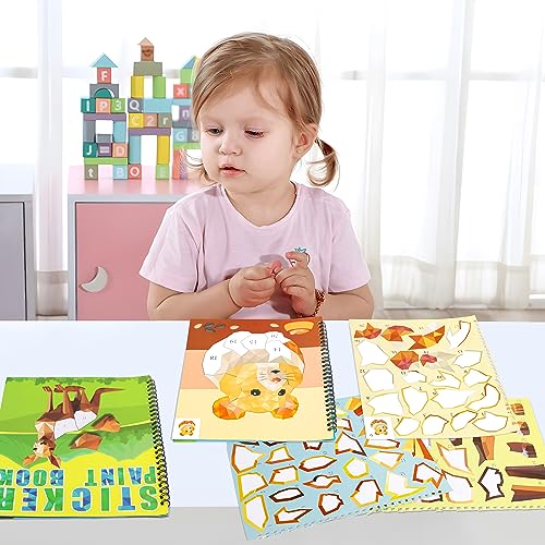 Image of 90shine 2PCS Sticker Books for Kids Ages 4-8 Zoo Pet Themed Designs Party Gift Create 22 Pictures