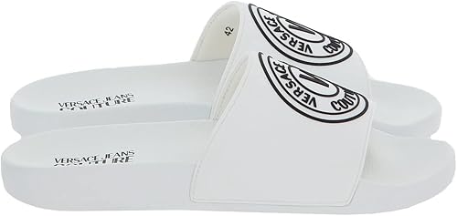 Vista 3 de Versace Jeans Couture White Medallion Pool Slide- 8 para hombre