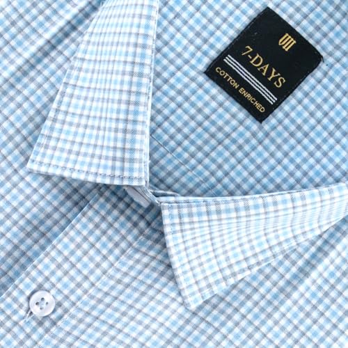 Image of 7-DAYS Men's Premium Checks Formal Shirt - Cotton Rich, Regular Fit, Full Sleeve, with Pocket, Wrinkle Resistant - Stylish Office & Everyday Wear.