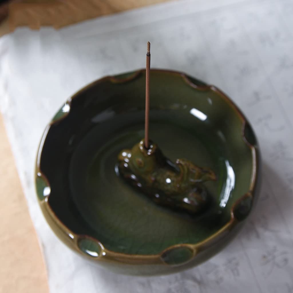 SUNESA Räucherstäbchenhalter Weihrauchhalter for Stöcke/Kegel/Spule, Keramik Weihrauchbrenner, Porzellanglasur Cense Holder, Home Office Yoga Teehouse Tempel Medelitation Räucherstäbchen Halter