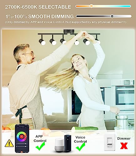 Cloudy Bay LCSL640SMBK 6-Light Smart Wifi Led Track Lighting Kit,Track Light Heads Compatible thumb #1