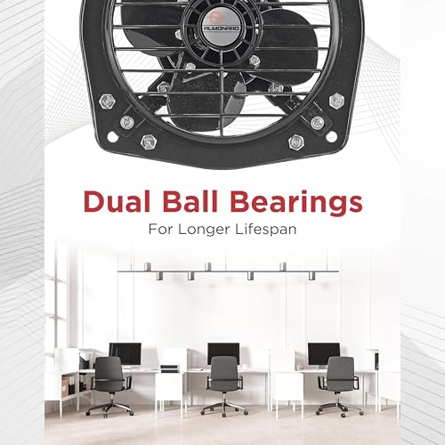 Image of Almonard 12 Inch (300mm) Reversible Exhaust Fan | 2-Way In & Out Airflow | 1350 RPM High Speed | 75W Copper Motor with Capacitor | Dual Ball Bearing | 2 Year Motor Warranty (Black)