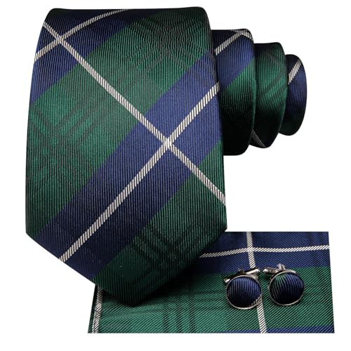 Image of Hi-Tie Men 63inches Tie Set Extra Long Necktie Paisley Tie Pocket Suqare Cufflinks Big and Tall Men Tie