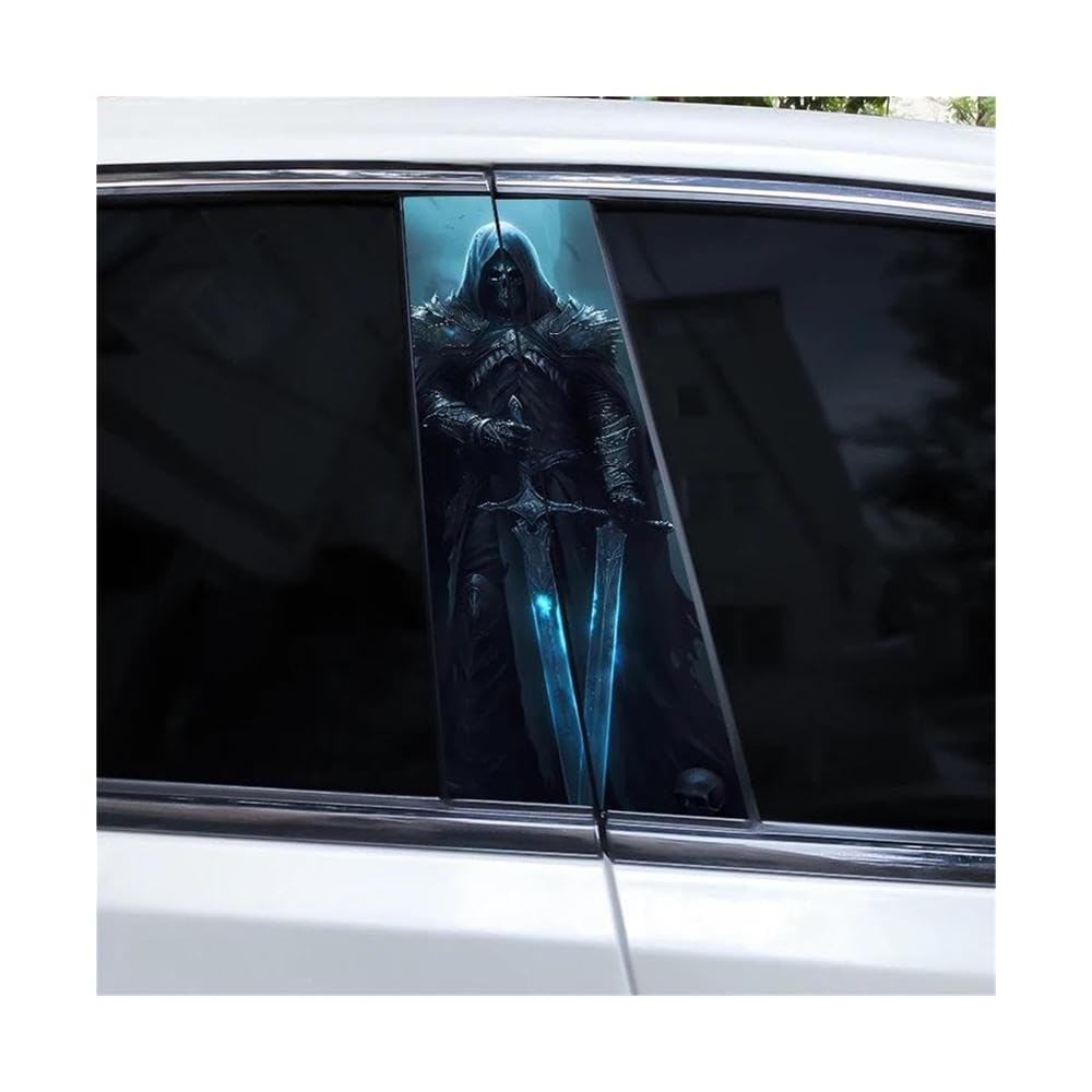 Body Parts 2pcs Knight Warrior Skull Car B-Pillar Vinyl Sticker Waterproof DIY(Q)