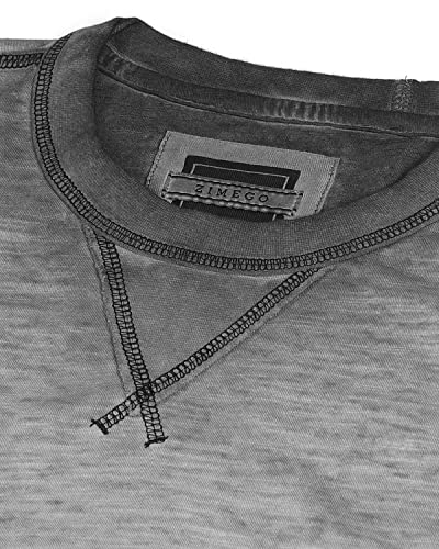 ZIMEGO Men's Long Sleeve Crew Neck Color Dye Washed Vintage Curved Hem T-Shirts4